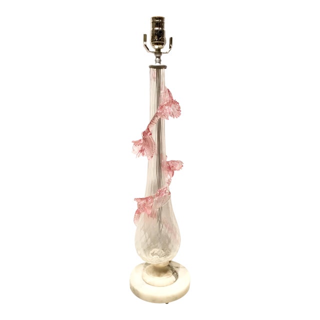 Mid-Century Vintage Italian Murano Glass Lamp Applied Pink ...