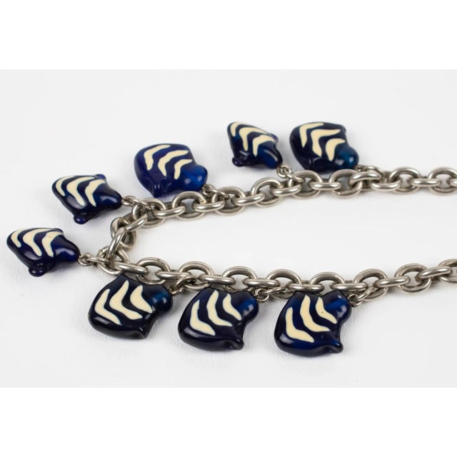 Kenzo Paris Silvered Metal Necklace with Murano Glass Charms For Sale In Atlanta - Image 6 of 8