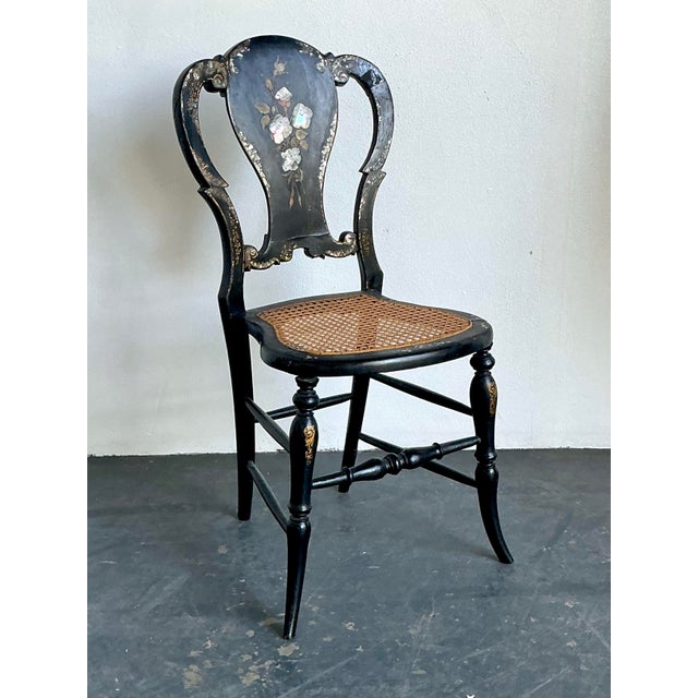 Vintage Paper Mache Inlay Chair For Sale - Image 10 of 12