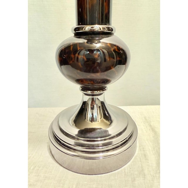 Late 20th Century Late Twentieth Century Amber Faux Tortoise Shell Table Lamp For Sale - Image 5 of 8