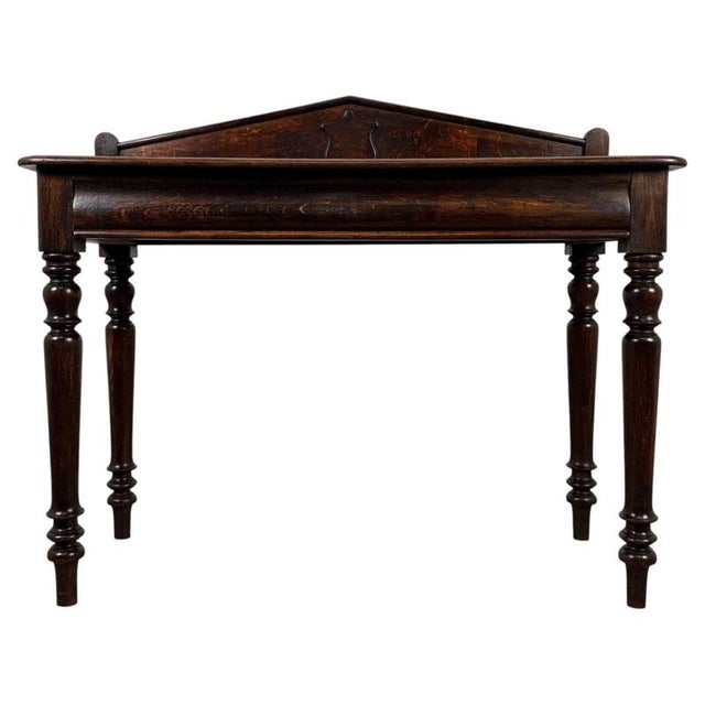 19th Century English Antique Oak Side Table with Gallery Back For Sale - Image 11 of 11