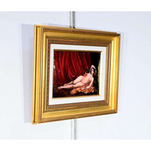 Enamel painting signed by the famous Limoges art studio R.Bonhomme. Based on the work of painter Charles Jalabert...