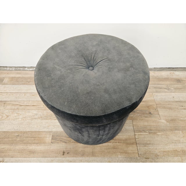 Mid-Century Italian Round Velvet Stool, 1960s For Sale - Image 4 of 13