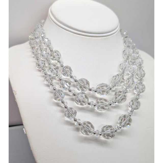 1950s Vintage 1950s Signed Napier 3-Strand Glass Beaded Necklace For Sale - Image 5 of 8