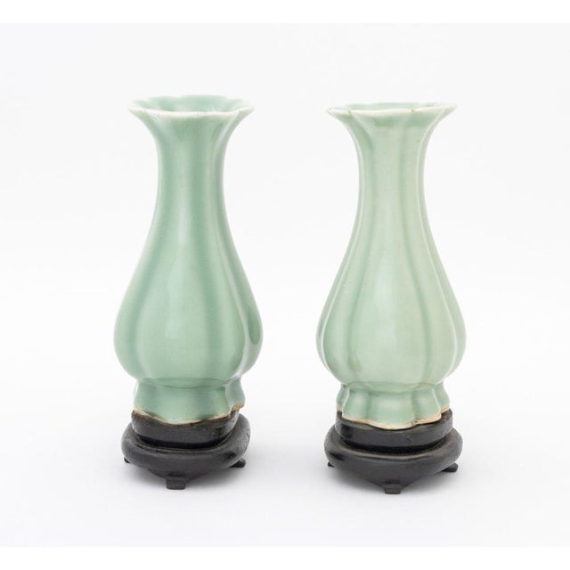 Pair of Vintage Chinese Celadon Porcelain Yuhuchunping Vases For Sale In New York - Image 6 of 8