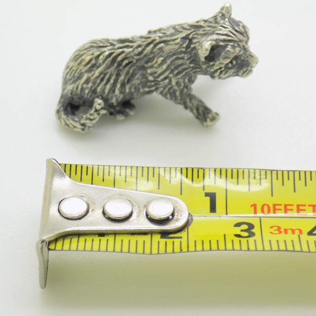 Vintage Italian Sweet Kitten Miniature Figurine in Silver 800, 1970s For Sale - Image 11 of 12