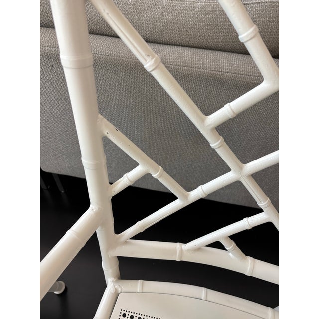 Mid 20th Century Meadowcraft Metal Faux Bamboo Chinoiserie Dining Chairs- Set of 4 For Sale - Image 5 of 8