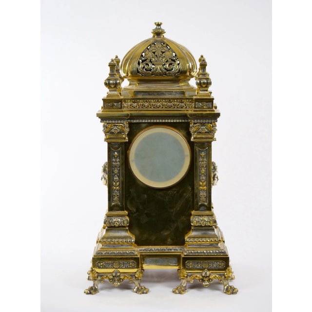 Metal 19th Century French Gilt Bronze & Silvered Three Piece Clock Garniture For Sale - Image 7 of 13
