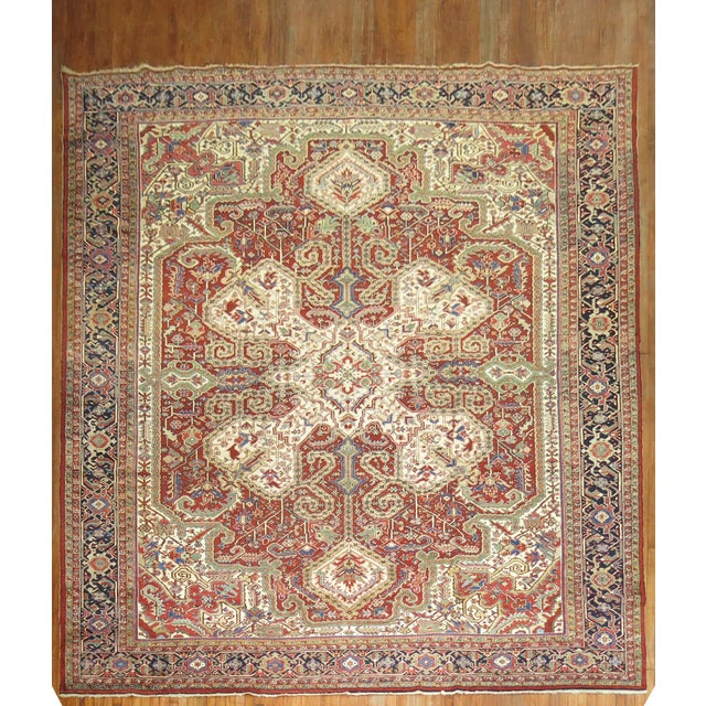 Textile Antique Persian Heriz Rug For Sale - Image 7 of 18
