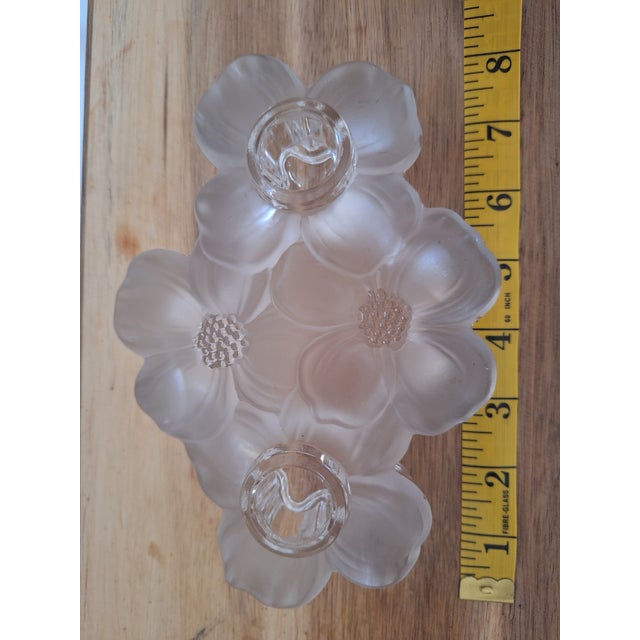 1960s Vintage 1960's Lancaster Colony Glass Dogwood Flower Pattern Candle Holder For Sale - Image 5 of 5