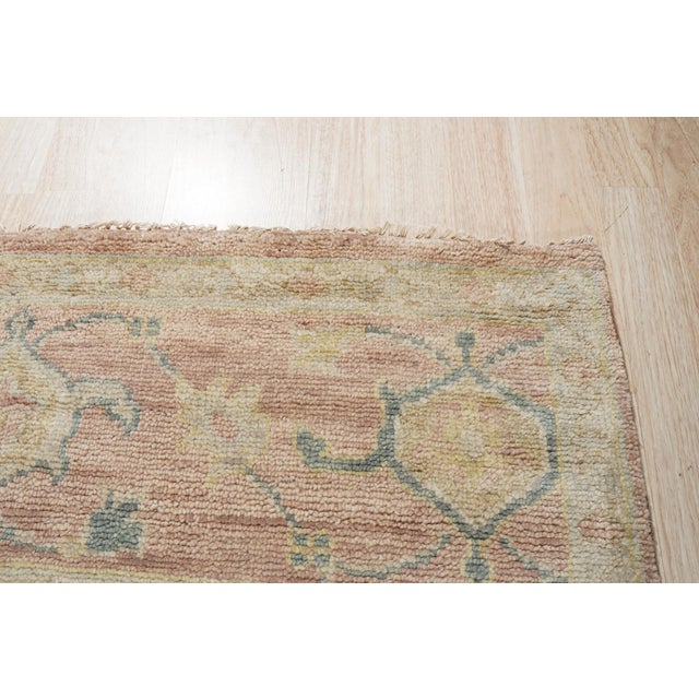 Textile 12x15 Timeless Oushak Coral Traditional Floral Geometric Hand Knotted Wool Rug For Sale - Image 7 of 9