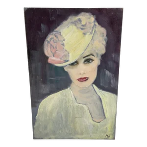 1960s Marc Olivier Gregoire French Portrait Oil Painting of a Woman