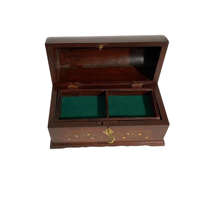 1980s Indian Traditional Jewelry Bangle Wooden Domed Box 10.25" W For Sale - Image 5 of 8