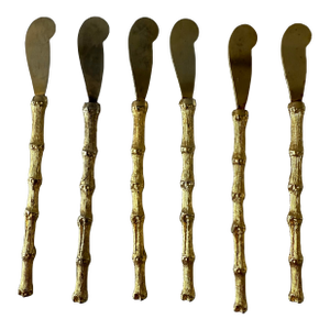 Vintage Gold Plated Bamboo Cocktail Knives - Set of 6