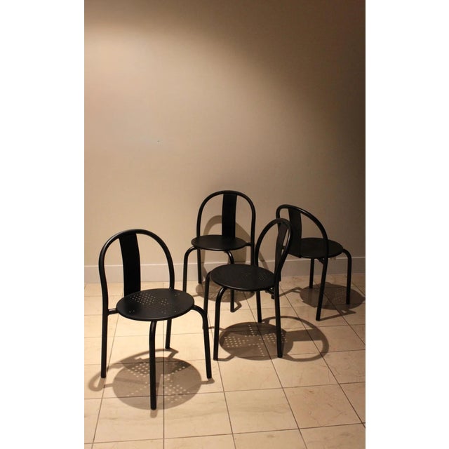 Black Vintage IKEA Maxmo Dining Chairs | Set of 4 Italian Modern Black Metal Chairs For Sale - Image 8 of 8