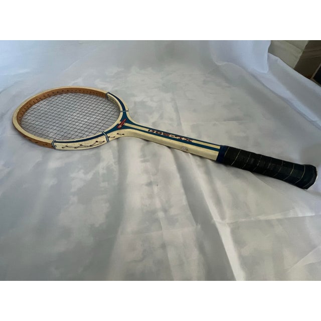 Vintage C1970s Garcia Xl-200 White and Blue Wooden Tennis Racket For Sale In Washington DC - Image 6 of 12