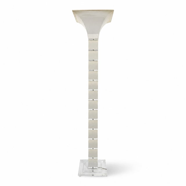Post-Modern Frosted Lucite Floor Lamp For Sale