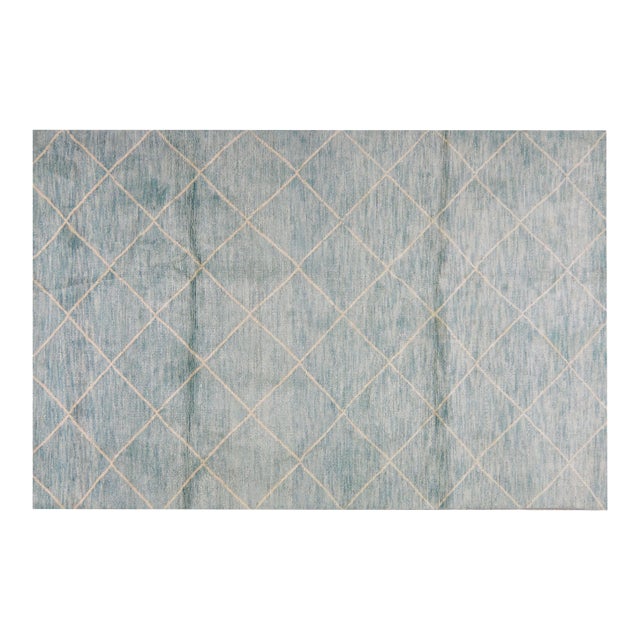 Moroccan Hand Knotted Modern Rug With Natural Color Organic Wool Soft Texture,5'7"x8'5" For Sale