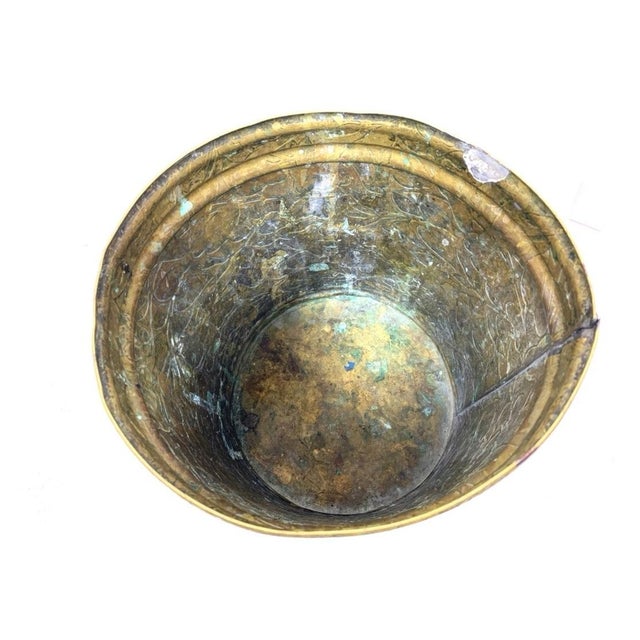 1920s 1920s Arts and Crafts Brass Repoussé Wastebasket For Sale - Image 5 of 9
