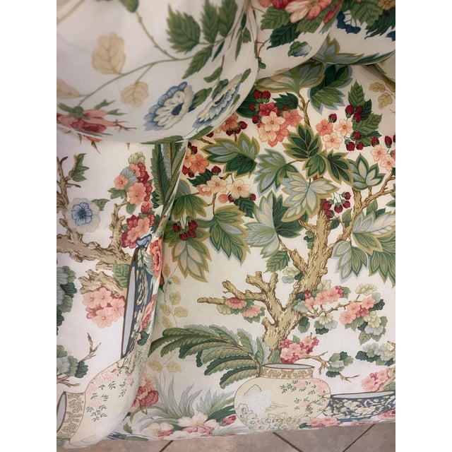 Vintage Hickory Chair Tufted Lounge Chair on Casters in Botanical Print For Sale - Image 15 of 17