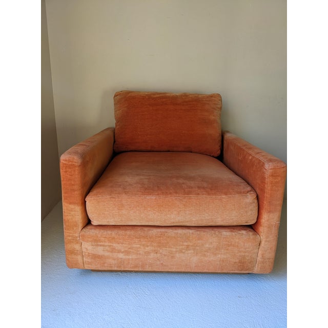 Mid-Century Modern Mid 20th Century Milo Baughman for Thayer Coggin Orange Cube Chair For Sale - Image 3 of 16