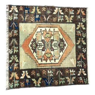 Small Vintage Turkish Handmade Wool Rug, 1960s For Sale