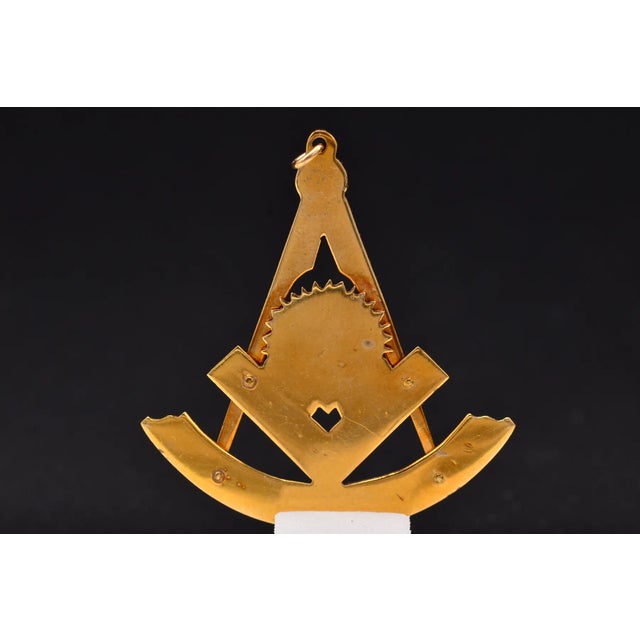 Contemporary The Mason 32: Outstanding Antique Masonic Compass Pendant with Black Enamel For Sale - Image 3 of 3