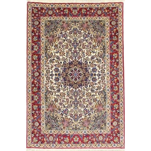Hand-knotted Isfahan rug | Knot density: approx. 640.000/m² | Material: Wool/Cotton | Size: 164 x 109 cm | Origin: Middle...
