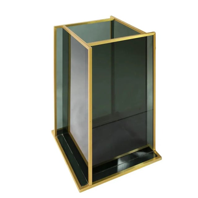 Mid-Century Italian Glass & Brass Umbrella Stand For Sale - Image 3 of 8