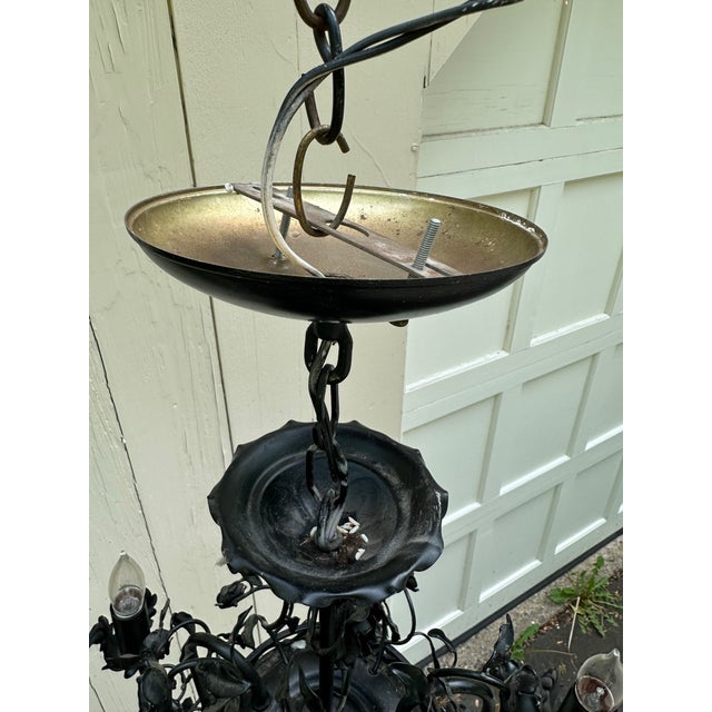 Black Vintage Five Light Black Floral Fixture For Sale - Image 8 of 8