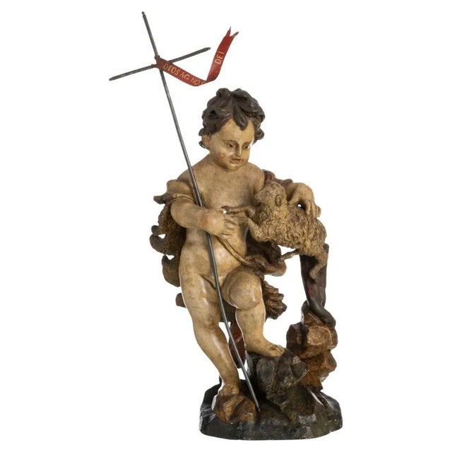 Saint John the Baptist Sculpture, 18th Century, Wood For Sale - Image 6 of 6