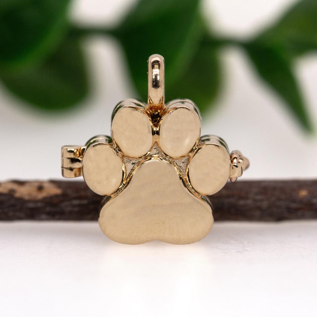 Gold Paw Locket Pendant in Solid 14k Yellow Gold For Sale - Image 4 of 10