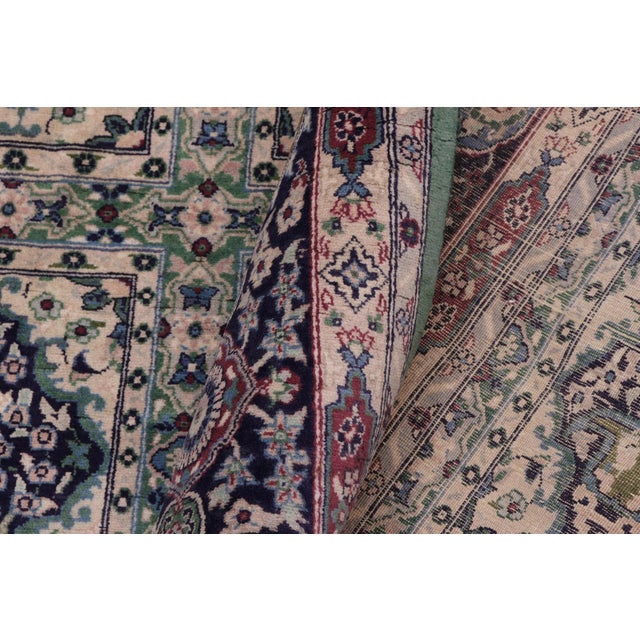 Textile Shabby Chic 1990's Pak-Persian Green/Blue Wool Rug - 7'10'' X 9'2'' For Sale - Image 7 of 9