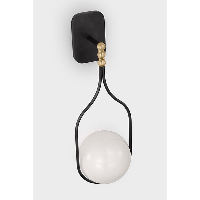 2020s Windsor Smith for Visual Comfort Signature Jodo 19" Single Sconce in Bronze and Brass with White Glass For Sale - Image 5 of 9