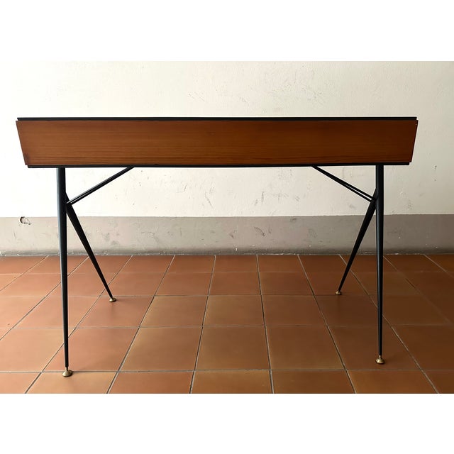 Wood Teak Writing Desk by Silvio Cavatorta, Italy, 1950s For Sale - Image 7 of 9