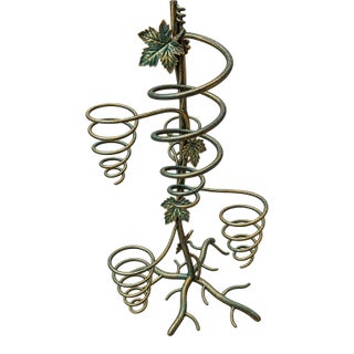 Vintage Sculptural Grapevine Wrought Iron Wine Rack, 51” Tall For Sale