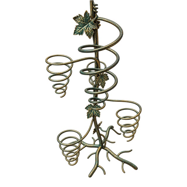 Vintage Sculptural Grapevine Wrought Iron Wine Rack, 51” Tall For Sale