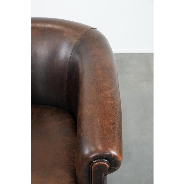 Brown Club Chair in Sheepskin Leather For Sale - Image 8 of 13