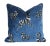 African Designer Blue & Black/White Zebras Velvet Feather/Down Pillow 22" Square For Sale - Image 3 of 6