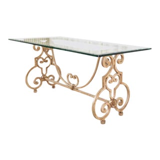 Spanish Colonial Style Iron Patio and Garden Dining Table For Sale