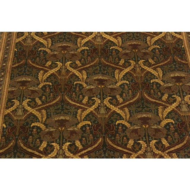 Metal 1980s Art Nouveau Green/Gold Wool Rug - 5'5 X 8'1 For Sale - Image 7 of 8