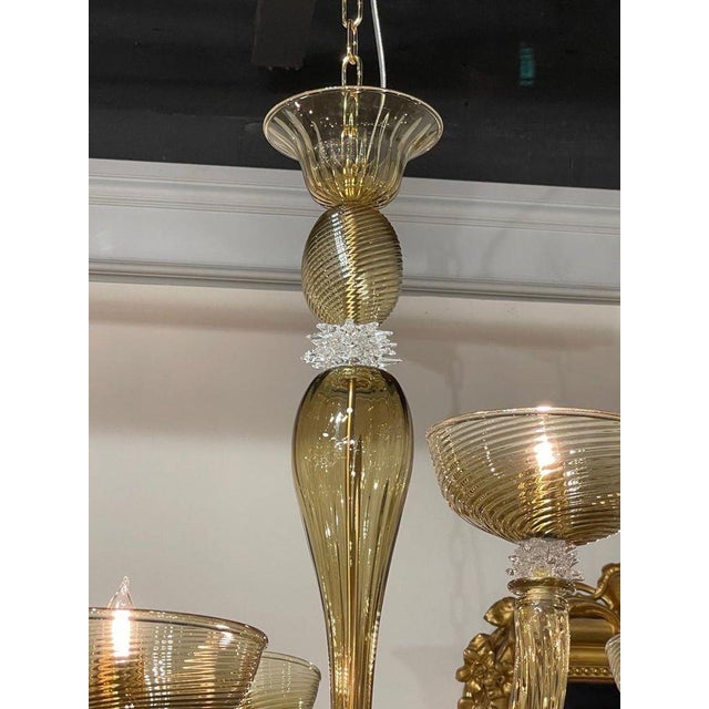 Modern Copy - Modern Gold Murano Glass Chandelier With 12 Arms For Sale - Image 3 of 9