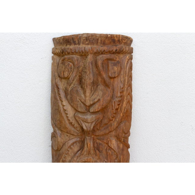 Tribal Carved Wooden Māori Poupou Guardian Post For Sale - Image 3 of 5