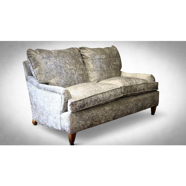 Small Cushion Back 2-Seater Sofa in Velvet by George Smith, 2010s For Sale - Image 3 of 18