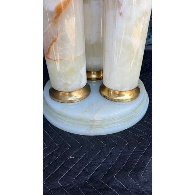 Mid-Century Modern Onyx Tripple Cylinder Base Side Tables Stand Pedestal Tables For Sale - Image 16 of 17