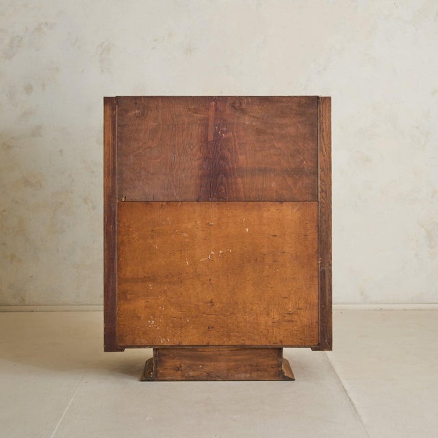1940s French Oak Bar Cabinet with Parquetry + Mirrored Interior, 1940s For Sale - Image 5 of 11