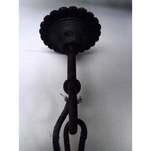 Gray Mid-Century Large Italian Wrought Iron Ceiling Lamps, Set of 2 For Sale - Image 8 of 9