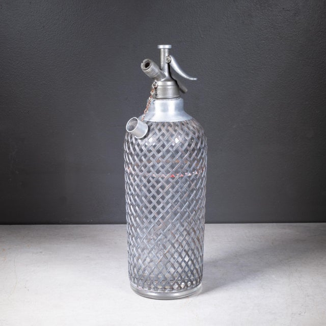 Art Deco Art Deco Sparklets London Wire Mesh Seltzer Bottles c.1930 For Sale - Image 3 of 10