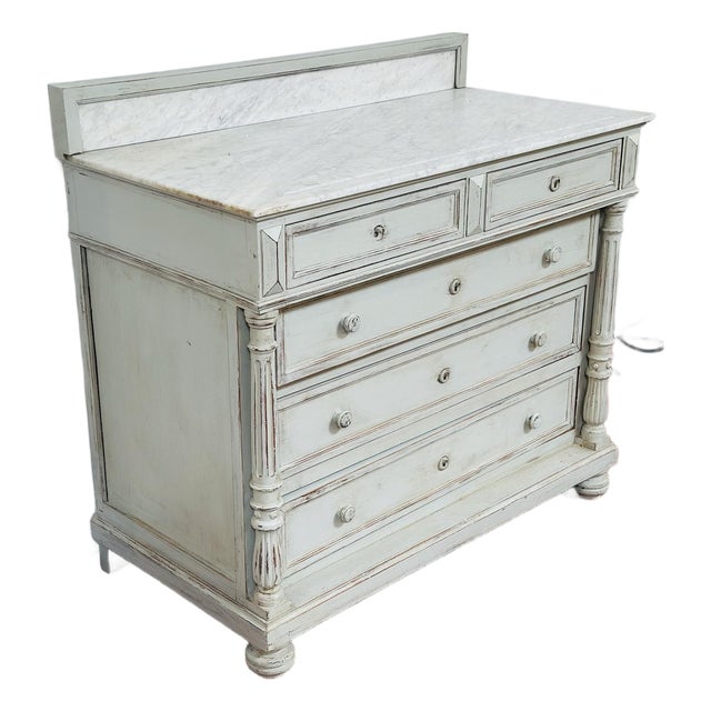 Antique Marble Top French Chest of Drawers For Sale