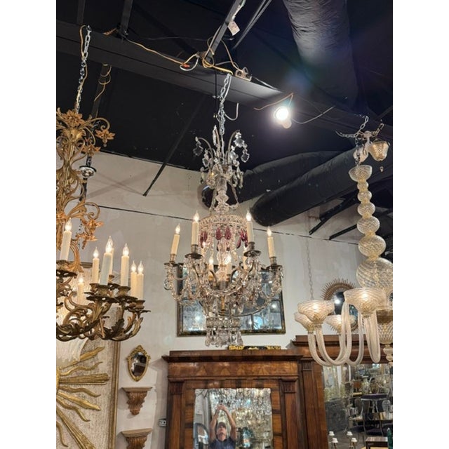 Traditional Late 19th C. French Silvered Bronze and Crystal Chandelier With Amethyst For Sale - Image 3 of 8